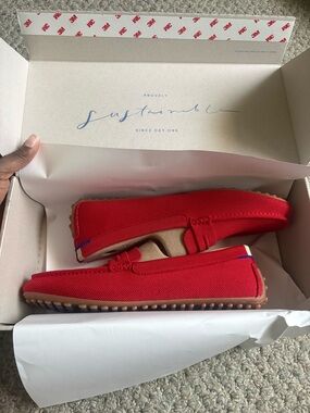 Rothy’s NEW Women's Red Knit Slip-On Drivers